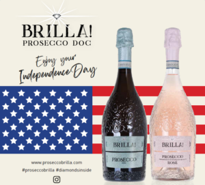 Brilla! blue and pink bottles with USA flag