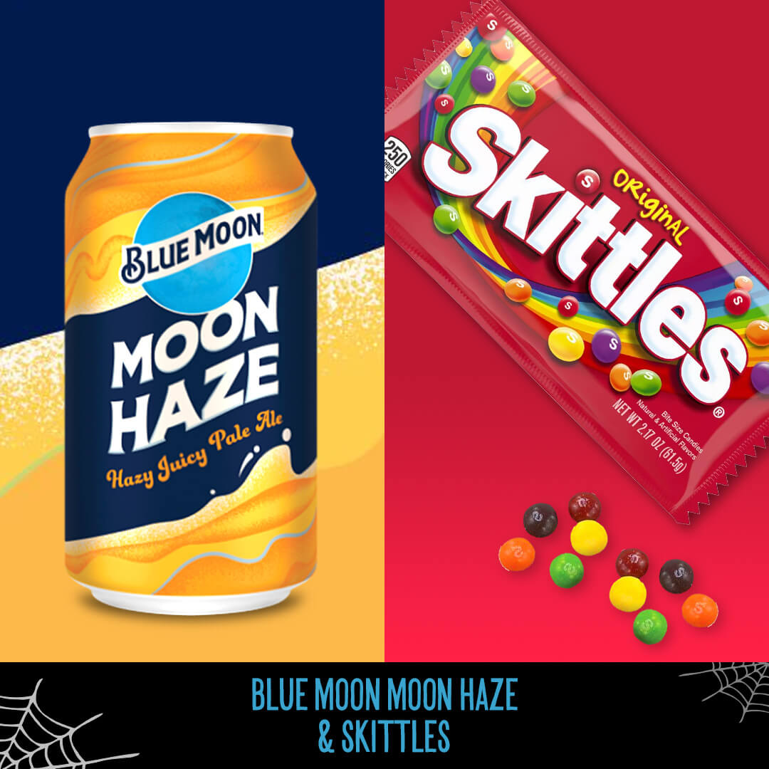 Blue Moon haze can and skittles candy