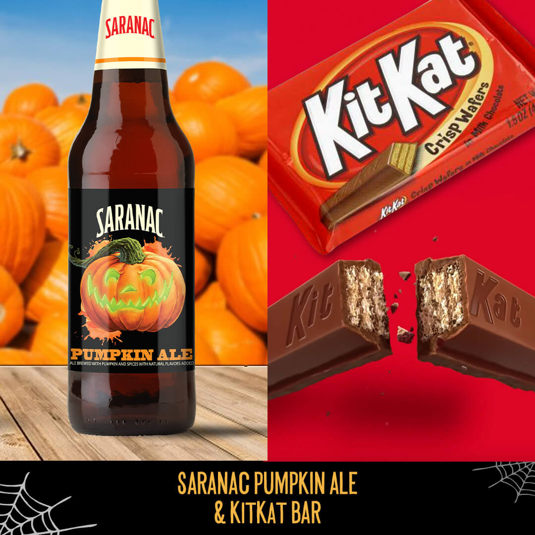 Saranac bottle and kit kat