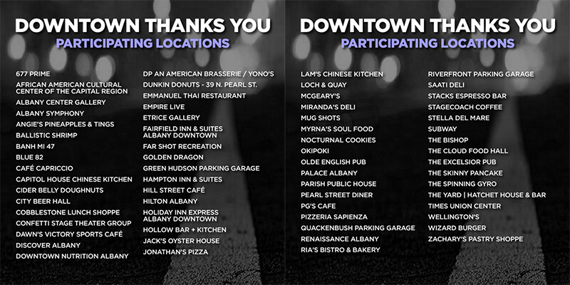 Downtown thank you participating location